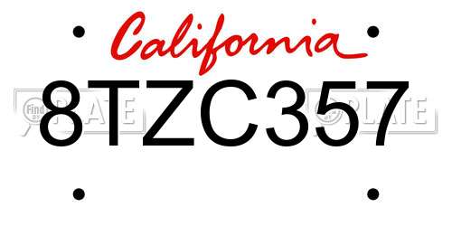 8TZC357 California License Plate