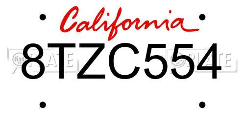 8TZC554 California License Plate