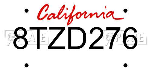 8TZD276 California License Plate