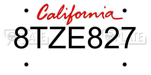 8TZE827 California License Plate