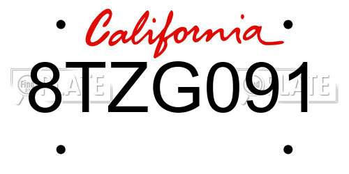 8TZG091 California License Plate