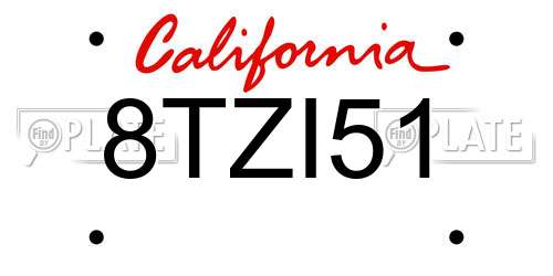 8TZI51 California License Plate