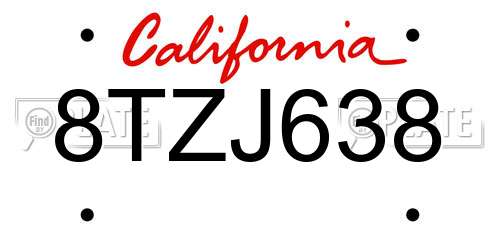 8TZJ638 California License Plate