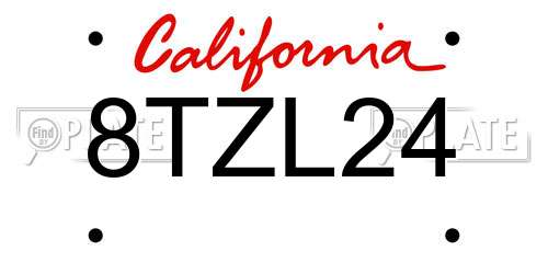 8TZL24 California License Plate