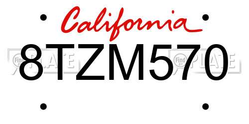 8TZM570 California License Plate