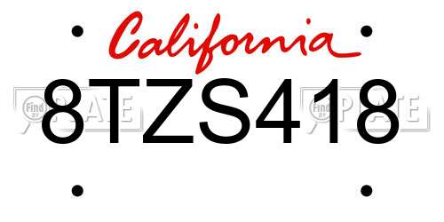 8TZS418 California License Plate