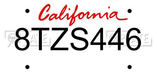 8TZS446 California License Plate