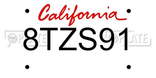 8TZS91 California License Plate