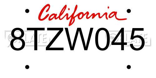 8TZW045 California License Plate