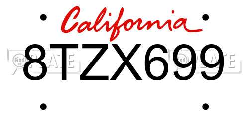 8TZX699 California License Plate