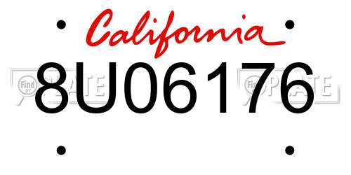 8U06176 California License Plate