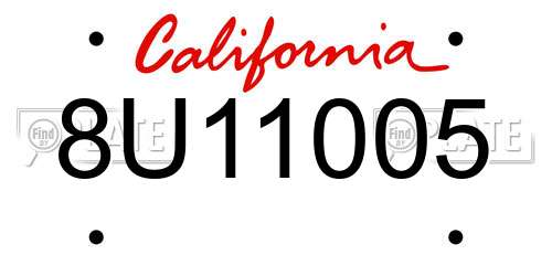 8U11005 California License Plate