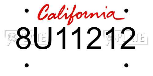 8U11212 California License Plate