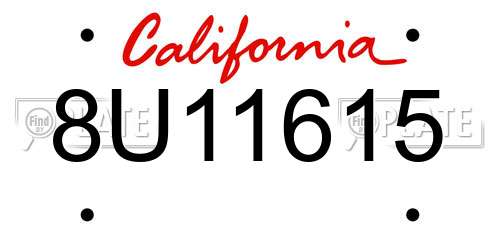 8U11615 California License Plate
