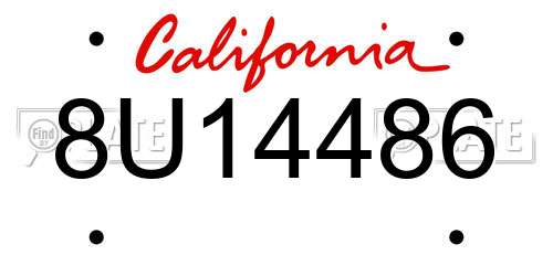 8U14486 California License Plate