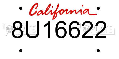 8U16622 California License Plate