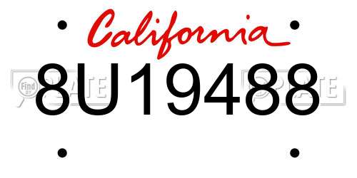 8U19488 California License Plate