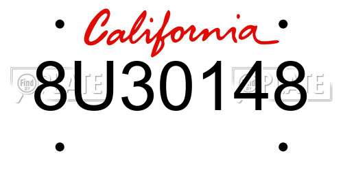 8U30148 California License Plate