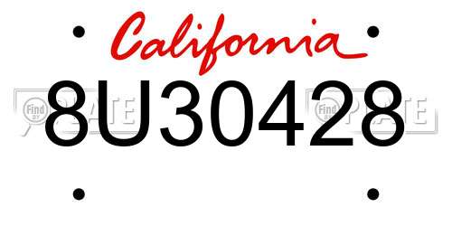 8U30428 California License Plate