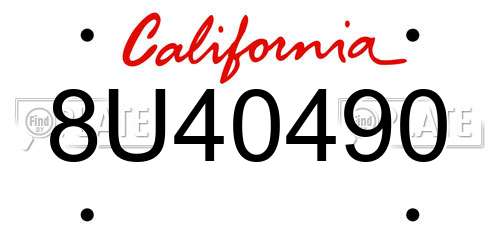 8U40490 California License Plate