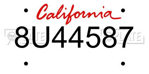 8U44587 California License Plate