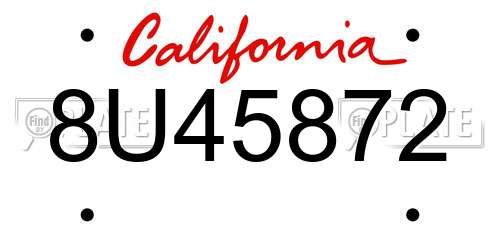 8U45872 California License Plate