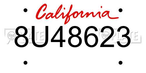 8U48623 California License Plate