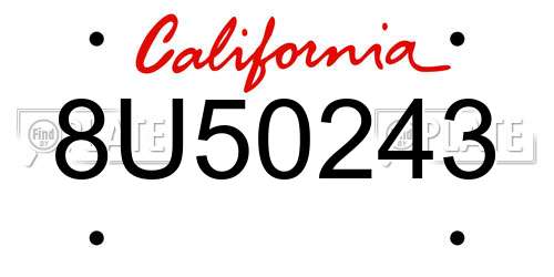 8U50243 California License Plate