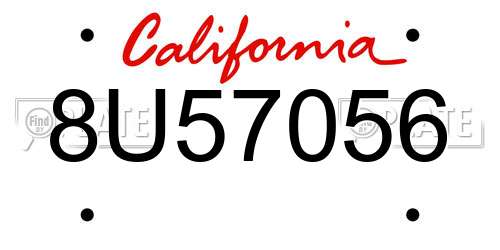 8U57056 California License Plate