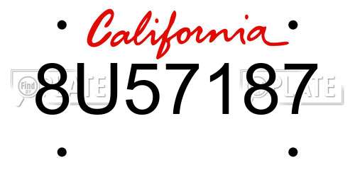 8U57187 California License Plate