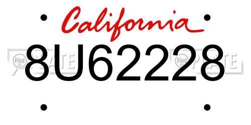 8U62228 California License Plate