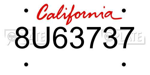 8U63737 California License Plate