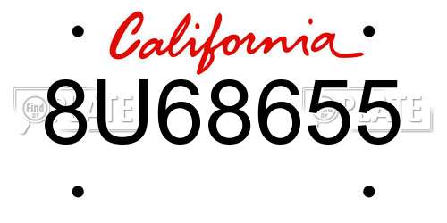 8U68655 California License Plate