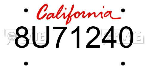 8U71240 California License Plate