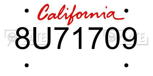 8U71709 California License Plate