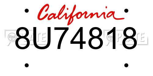 8U74818 California License Plate