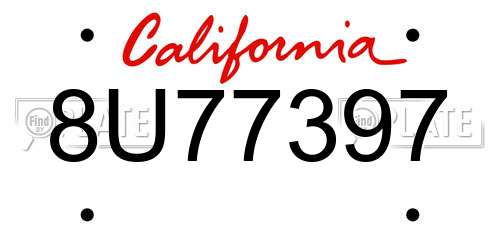 8U77397 California License Plate