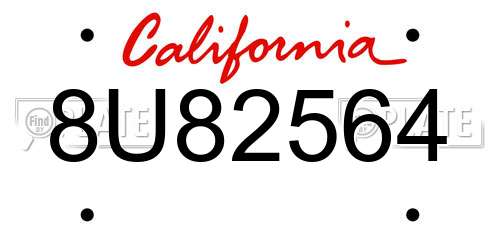 8U82564 California License Plate