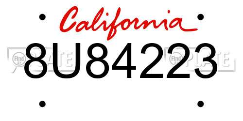 8U84223 California License Plate