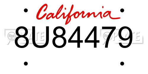 8U84479 California License Plate