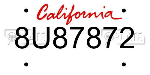 8U87872 California License Plate