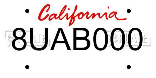 8UAB000 California License Plate