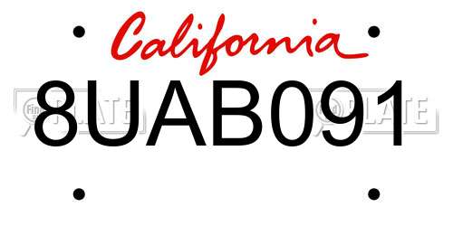 8UAB091 California License Plate