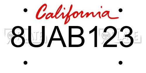 8UAB123 California License Plate