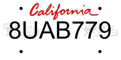 8UAB779 California License Plate