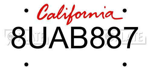 8UAB887 California License Plate