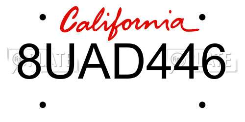 8UAD446 California License Plate