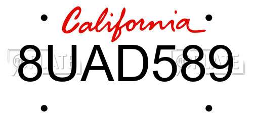 8UAD589 California License Plate