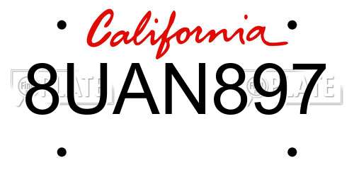 8UAN897 California License Plate