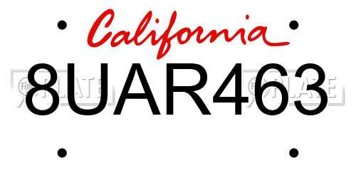 8UAR463 California License Plate